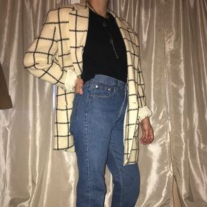 🖤✨1990's DKNY black and white long-lined blazer